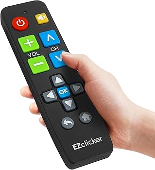 【中古】EZclicker ビッグボタンユニバーサルテレビリモコン (ブラック) シンプルで使いやすく、主要なテレビブランドで動作します (単4電池2本は含まれ