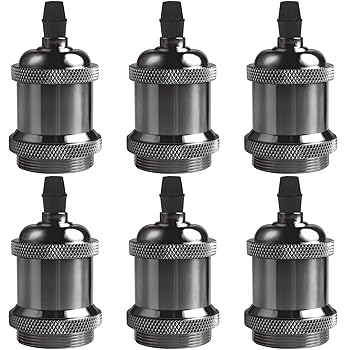 【中古】【未使用】DiCUNO E26口金対応 アンティーク ランプソケット エジソン電球ソケット ヴィンテージ ペンダントライト 説明書付き 黒真珠色 6個入
