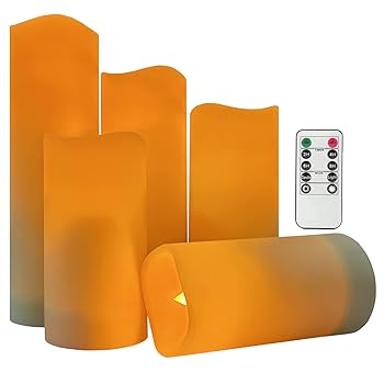 【中古】【未使用】LEDキャンドル 防水 QBeau LED キャンドルライト 揺らぐ炎 電池式 5点セット リモコン付き 寝室用、キャンプ、山登り、防災、屋内外で利用可能