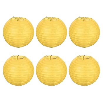 【中古】【未使用】PATIKIL 15 cm 提灯 6個 ラウンド 折りたたみ 吊りランプシェード 結婚式 ホームパーティ お祭り お祝い用 イエロー