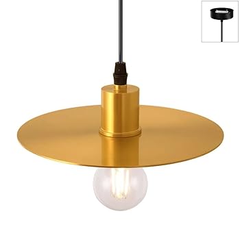 【中古】【未使用】ペンダントライト アンティーク レトロ 1灯用照明器具 平ら 円盤シェード シンプル 吊り下げ照明 北欧風 口金E26 おしゃれ ダイニング リビング