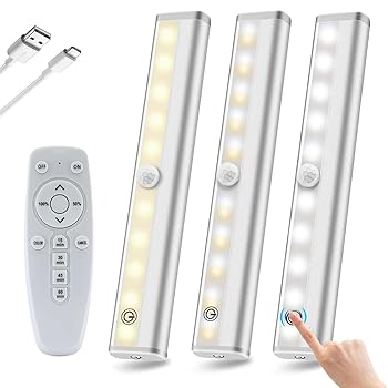 【中古】【未使用】LEDライト スリムタイプ リモコン付き&タッチセンサー 調光調色 15分/30分/45分/60分タイマー USB充電式 メモリ LED照明 キッチン/クロゼット/玄
