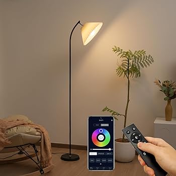 【中古】JOYIDEAVA LEDフロアランプ、リモコンとアプリコントロール付き、無段階RGB調整可能1600万色、ダイナミックライト、タイマー設定、シンプルでモ|AJIMURA-SHOP