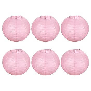 【中古】【未使用】PATIKIL 20cm パーティー飾り提灯 紙提燈 ペーパー提灯 6個入り 丸折り ランプ形 祭り用品 縁日用品 ピンク