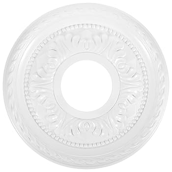 【中古】【未使用】Mobestech 天井メダリオン シャンデリア 照明器具 天井 丸いライトパネル 飾り 石膏 リング 天井用 ライト用(ホワイト・31×31×2.5cm，外径12cm