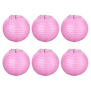 【中古】【未使用】PATIKIL 15 cm 提灯 6個 ラウンド 折りたたみ 吊りランプシェード 結婚式 ホームパーティ お祭り お祝い用 ピンク