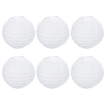 【中古】【未使用】PATIKIL 10 cm 提灯 6個 ラウンド 折りたたみ 吊りランプシェード 結婚式 ホームパーティ お祭り お祝い用 ホワイト