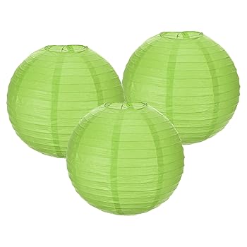 【中古】【未使用】uxcell 3PCS ペーパーランタン装飾 12インチ 緑 ラウンド ハンギング ボール ランタン 中国のランタン ホームデコレーション 誕生日 ウェディン