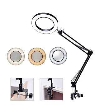 【中古】zmart 5倍 拡大鏡 USB LED フレキシブル デスク 3色 照明付き 拡大鏡 ランプ ルーペ 読み取り リワーク はんだ付け 大型 5X 5X Magnifier USB LE