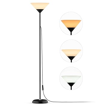 【中古】フロアスタンドライト間接照明 明るい フロアスタンド 電球付き 三色調光 北欧 floor lamp 寝室/リビング/オフィスなど適応 nilight (ブラック)