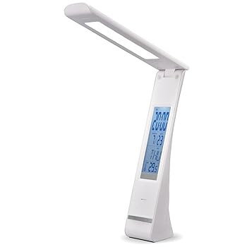 【中古】OHM 充電式LEDデスクライト デジタル表示機能付き ホワイト DS-LE27BG-W|AJIMURA-SHOP