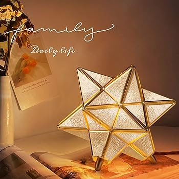 【中古】【未使用】Cerdeco 幻想的に広がる星のシルエット テーブルライト スタンド照明 デスクライト 真鍮＆ガラス 雰囲気たっぷりな影 インテリア照明 間接照明