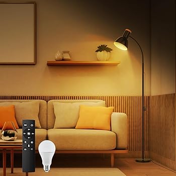 【中古】フロアライト おしゃれ スタンドライト 間接照明 LED電球付 E27口金 フロアスタンド 読書灯 リモコン スマホ操作対応 調光調色 照明器具 床置き