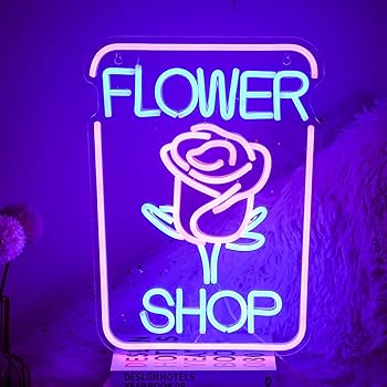 【中古】【未使用】フラワーショップネオンサイン LEDフラワーネオンライト 調光可能 Flower Shopネオン 花屋装飾ライト 寝室の壁のアートデコレーションライト マ