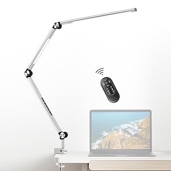 【中古】Kiyoraito デスクライト LED スタンドライト 22W・ダブル光源・2400Lux・無段階調光調色・無線リモコン・60秒遅延自動消灯・ポモドーロモード・｜AJIMURA-SHOP