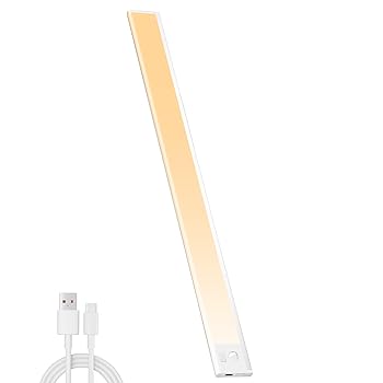 【中古】LEDバーライト 60cm 充電式 人感センサーライト 無段階調光 3段階調色 キャビネットライト 超薄型設計 手元灯 マグネット LEDライト 配線工事不
