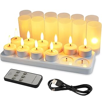 【中古】EuroFone LEDティーライトキャンドル ledキャンドル 充電式 揺らめく炎 12個セット ミニキャンドルリモコン リアル 明るい 無香 ティーライト フ