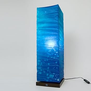 【中古】彩光青写真 和点火装置 手染め和紙 フロアスタンドライト LED白熱電球付き添い人 B-522-LD 奈落の底 日本製 和風点火装置 和紙点火装置 B-522-LD