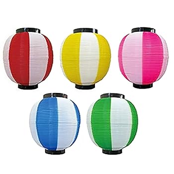 【中古】【20個セット】九寸丸2色提灯 ポリ製 赤白/青白/黄白/緑白/ピンク白 各色4個 アソート｜AJIMURA-SHOP