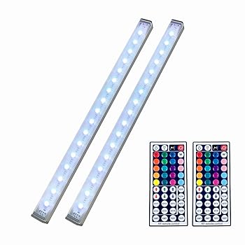 【中古】【未使用】LED ワイヤレスライト RGB カラー スティックタイプ リモコン付き Micro USB充電式 バッテリー内蔵 調光 インテリア 地球家具 コレクションケー