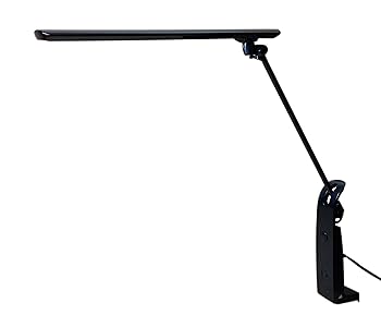 【中古】スワン電器 LEDデスクライト クランプ式 抗菌仕様 便利なコンセント付 AS-752BK（ブラック）