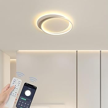 【中古】シーリングライト LED 北欧 無段階調光調色 スマホAPP遠隔制御/リモコン付き おしゃれ アッパーライト シンプル リモコン付き 明るい 天井照明 6
