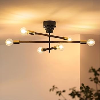 【中古】【未使用】シーリングライト おしゃれ 北欧 6灯 LED対応 リビング ダイニング 寝室 カフェ レトロ 可動式 アンティーク ブラック 天井照明 シンプル 8畳 10｜AJIMURA-SHOP