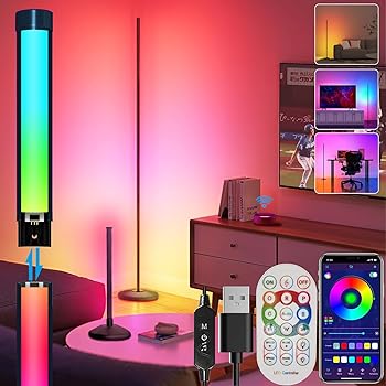 【中古】【未使用】【WIFI Alexa対応】 フロアライト RGB LED フロアランプ 高さ165cm 間接照明スタンド コーナー スタンドライト 調光/調?度/調速可能 1/2/3/4段|AJIMURA-SHOP
