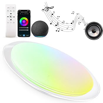 【中古】【未使用】LEDシーリングライト 12畳 Alexa対応/アプリ操作 Bluetooth内蔵スピーカー 調光調色 RGB1600万色 高輝度5760lm 省エネ48W リモコン付き 照明 天