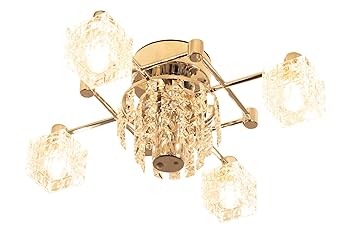 【中古】【未使用】Ampoule シーリングライト 4灯 E17 シャンデリア ガラス ラグジュアリー モダン リビング Laci レイシー