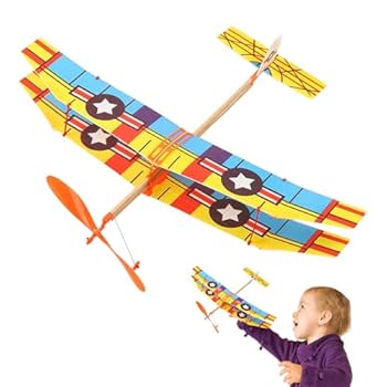 【中古】【未使用】輪ゴム飛行機キット 、輪ゴム動力飛行機 | 輪ゴム モデル - か わいいカラフ ルな複葉機キット、 エ ンター テイメント を学ぶため の面白い教育