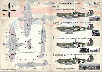 【中古】【未使用】プリントスケール 72-382 1/72 スピットファイア エース 北西ヨーロッパ1944-45 Part 1