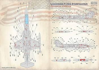 【中古】プリントスケール 72-414 1/72 ロッキード F-104 スターファイター テクニカルステンシル コンプリートセット