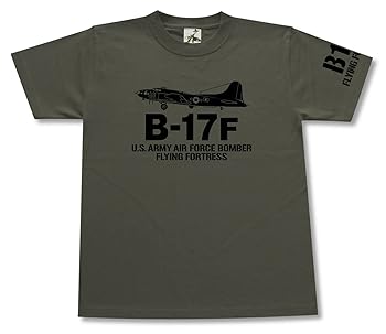 【中古】ミリタリー ギガント 【 B-17 F 】 爆撃機 アメリカ軍 tシャツ 半袖 綿 オリーブ Mサイズ