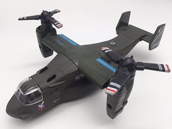 【中古】【未使用】オスプレイ イーグル ODカラー 軍隊色 ライト点灯 効果音 プロペラ回転 プルバック ダイキャスト 光る鳴る ギミック プロペラの向き可動 アメリ