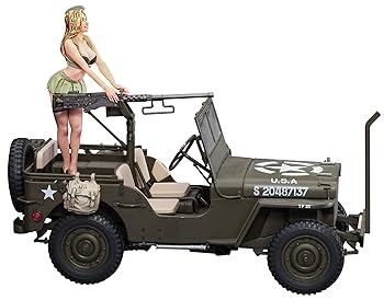 【中古】【未使用】ハセガワ 1/24 1/4トン 4×4トラック(50口径M2機関銃装備) w/ブロンドガールズフィギュア プラモデル SP483