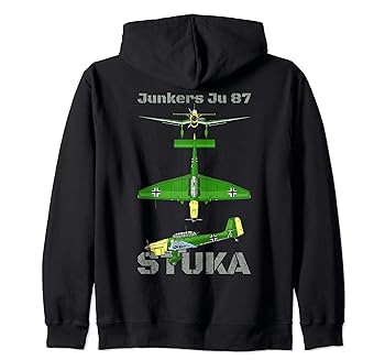 【中古】ユンカースJu 87 スツーカ ドイツ WW2ダイブボマー 機体図 ジップパーカー