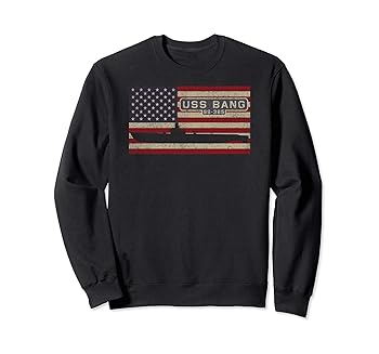 【中古】USSバングSS-385WW2潜水艦アメリカ国旗 トレーナー
