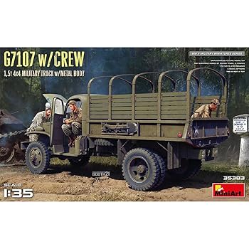 【中古】【未使用】ミニアート(Miniart) 1/35 アメリカ軍 G7107 1.5t 4x4 カーゴトラック 金属カーゴ クルーフィギュア3体入 プラモデル MA35383