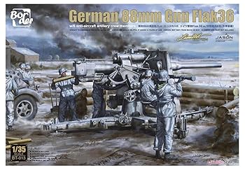 【中古】【未使用】ボーダーモデル 1/35 ドイツ軍 88mm砲 Flak36 w/砲兵フィギュア プラモデル BT013 成型色
