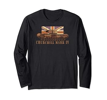【中古】【未使用】チャーチル戦車第二次世界大戦歩兵IVイギリス陸軍ヴィンテージイギリス旗 長袖Tシャツ
