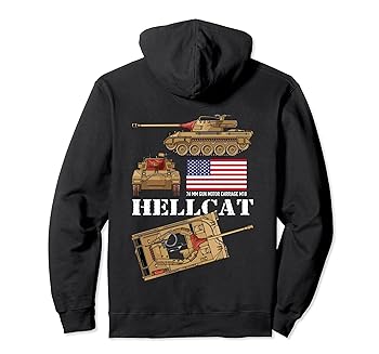 【中古】M18ヘルキャットWW2アメリカ駆逐戦車戦車図フラグ パーカー