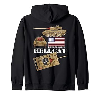 【中古】M18ヘルキャットWW2アメリカ駆逐戦車戦車図フラグ ジップパーカー|AJIMURA-SHOP