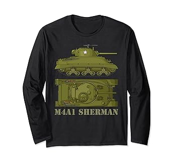 【中古】【未使用】M4A1 シャーマン 第二次世界大戦車 図 長袖Tシャツ