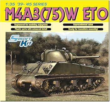 【中古】プラッツ ドラゴン 1/35 WW2 アメリカ M4A3(75)W シャーマン ヨーロッパ戦線 マジックトラック/アルミ砲身/3Dプリントダックビル&ヘッドライト|AJIMURA-SHOP