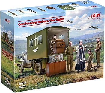 【中古】ICM 1/35 WW2 イギリス 移動式礼拝堂トラック w/フィギュア プラモデル 35585 (戦闘車両)|AJIMURA-SHOP