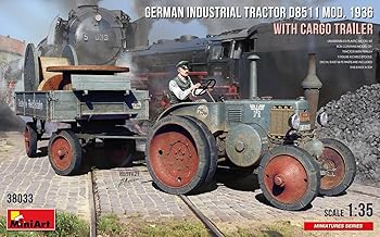 【中古】ミニアート 1/35 ドイツ D8511 産業用トラクター 1936型・貨物トレーラー プラモデル MA38033