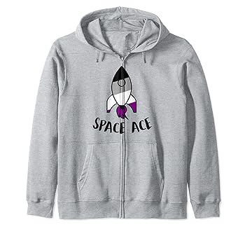 【中古】【未使用】Space Ace Funny Trendy Cute Rocket Ship Asexual Pride Stuff ジップパーカー