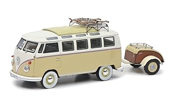 【中古】【未使用】シュコー 1/43 フォルクスワーゲン T1 サンバ トレーラー付 Wintersport