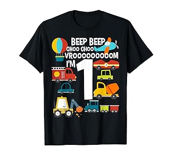 【中古】【未使用】I'm 1 Birthday Boy 1st Bday Trains Cars Planes Vehicles Tシャツ画像